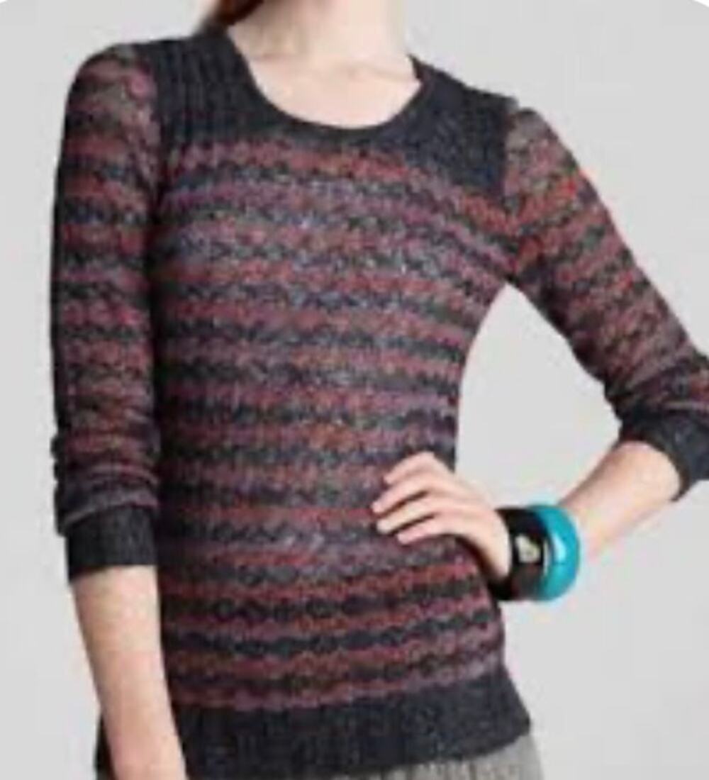Vintage Marc by Marc Jacobs Twinkle Stripe Sweater Y2K Dark Teal Blue Metallic M